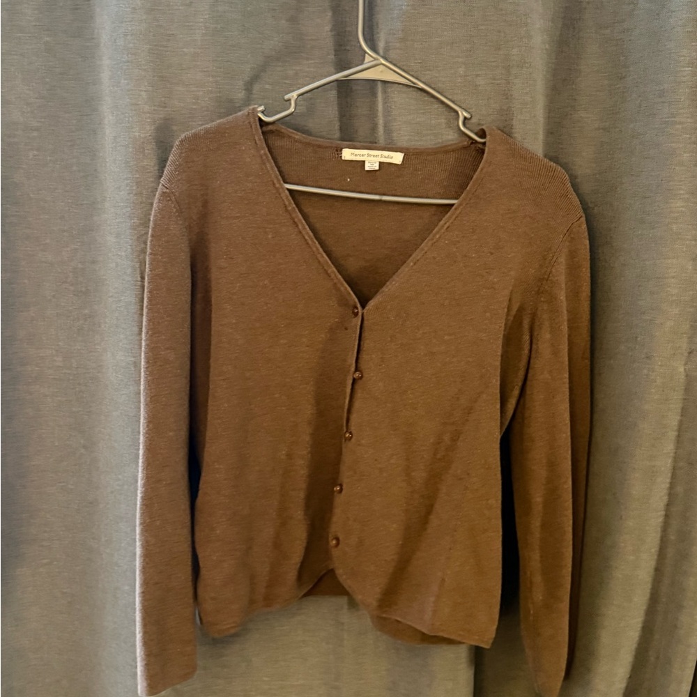 women’s button up brown cardigan